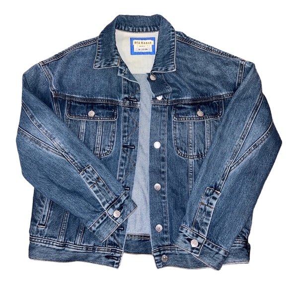 Acne Studio Blä Konst Lamp Denim Jacket in Mid Blue - Picture 2 of 12